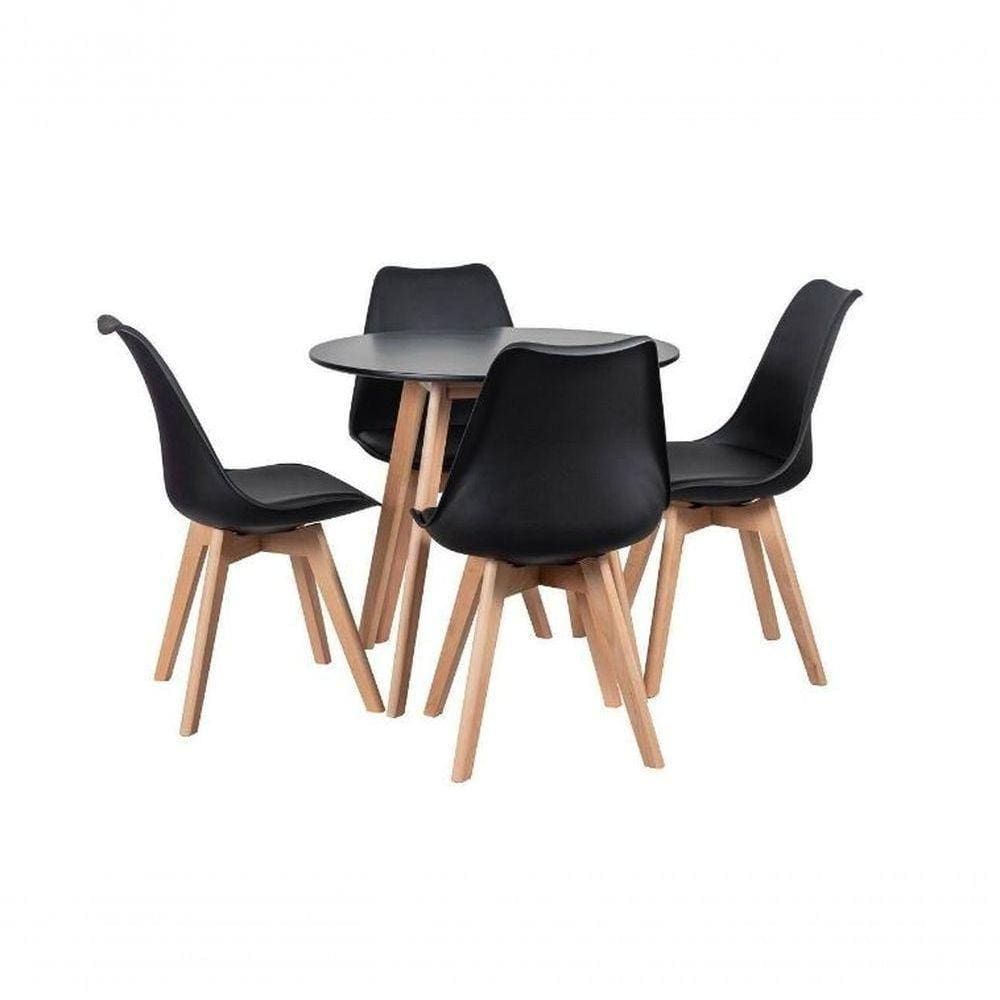 Kit - Mesa Leda 80 Cm + 4 Cadeiras Leda
