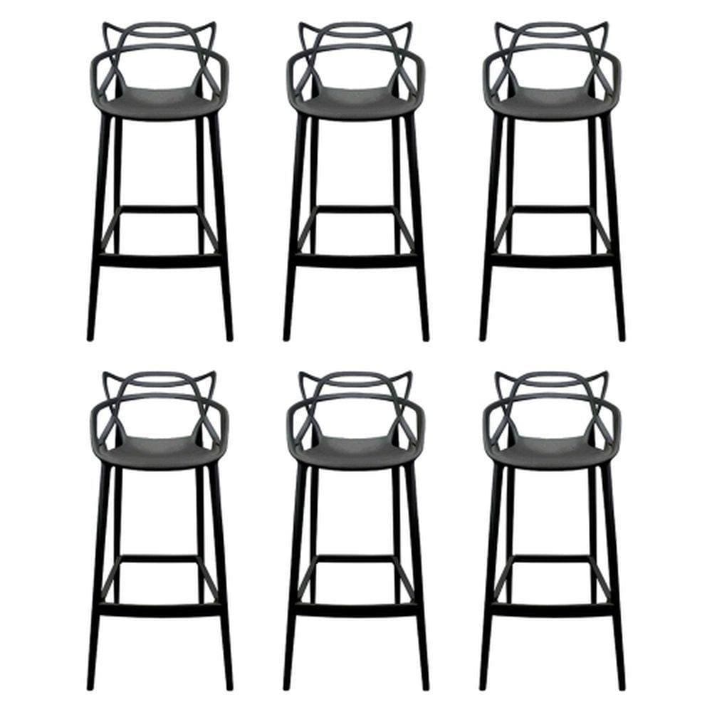 Kit - 6 X Banquetas Altas Masters Allegra - Preto