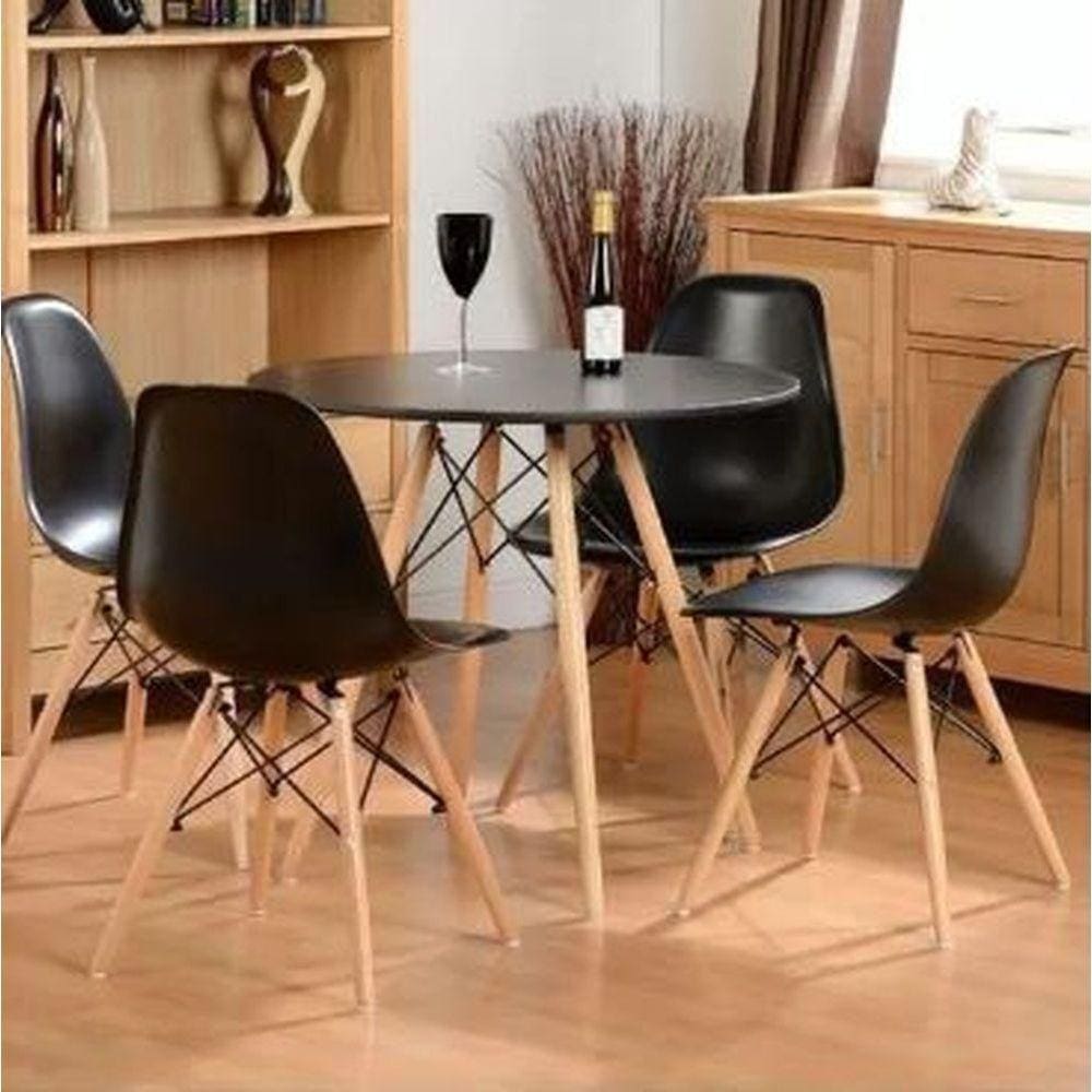 Conjunto De Mesa De Jantar Eames Eiffel 90Cm Com 4 Cadeiras