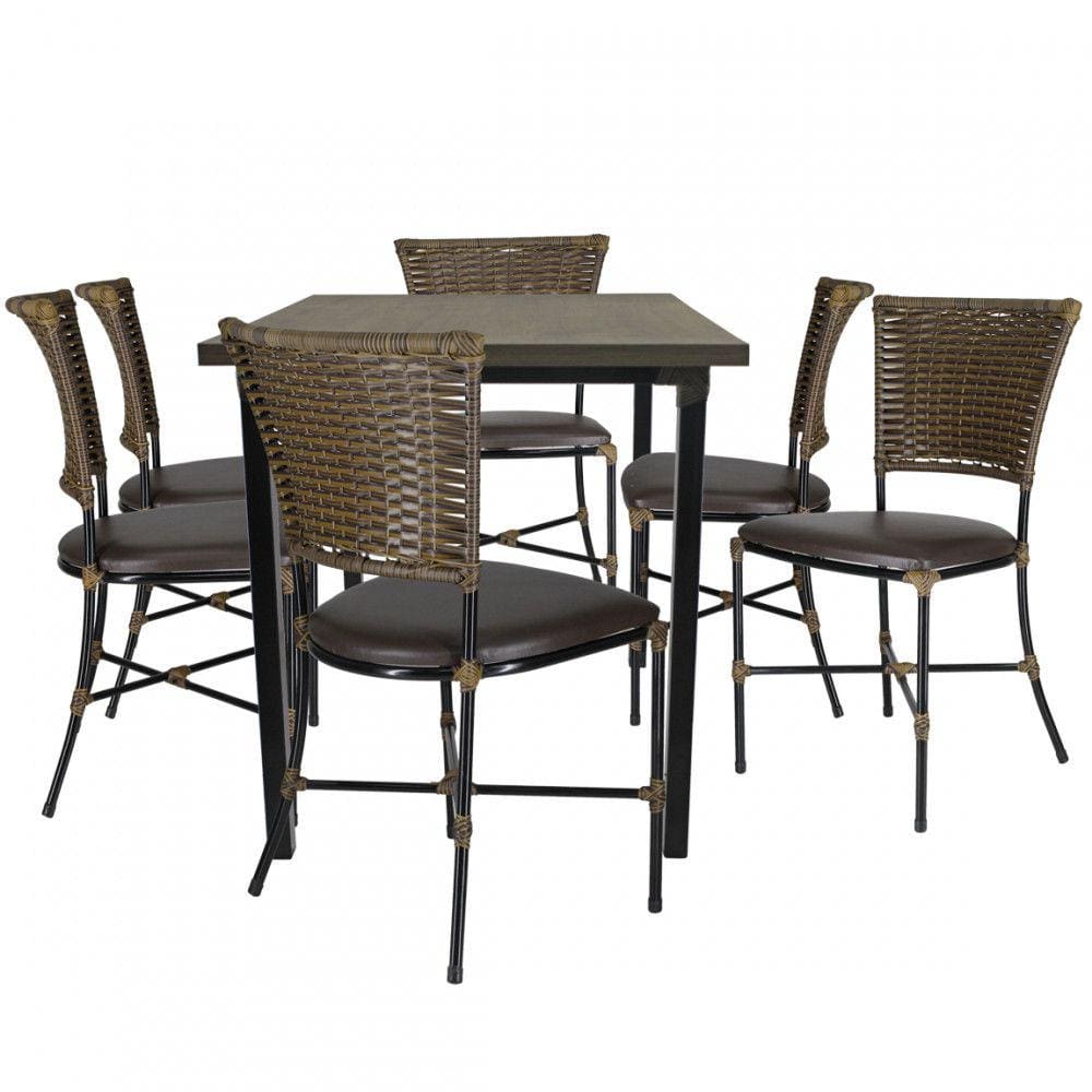 Conjunto de Mesa e 6 Cadeiras Gramado para Área Externa e Interna