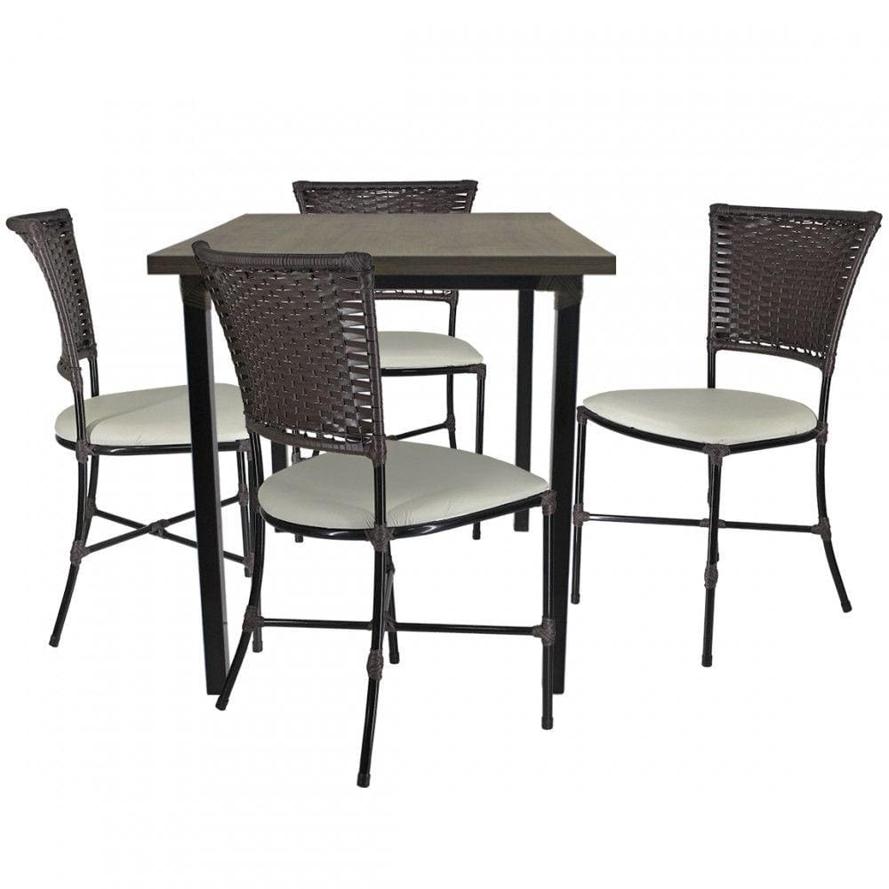 Conjunto de Mesa e 4 Cadeiras Gramado para Área Externa e Interna