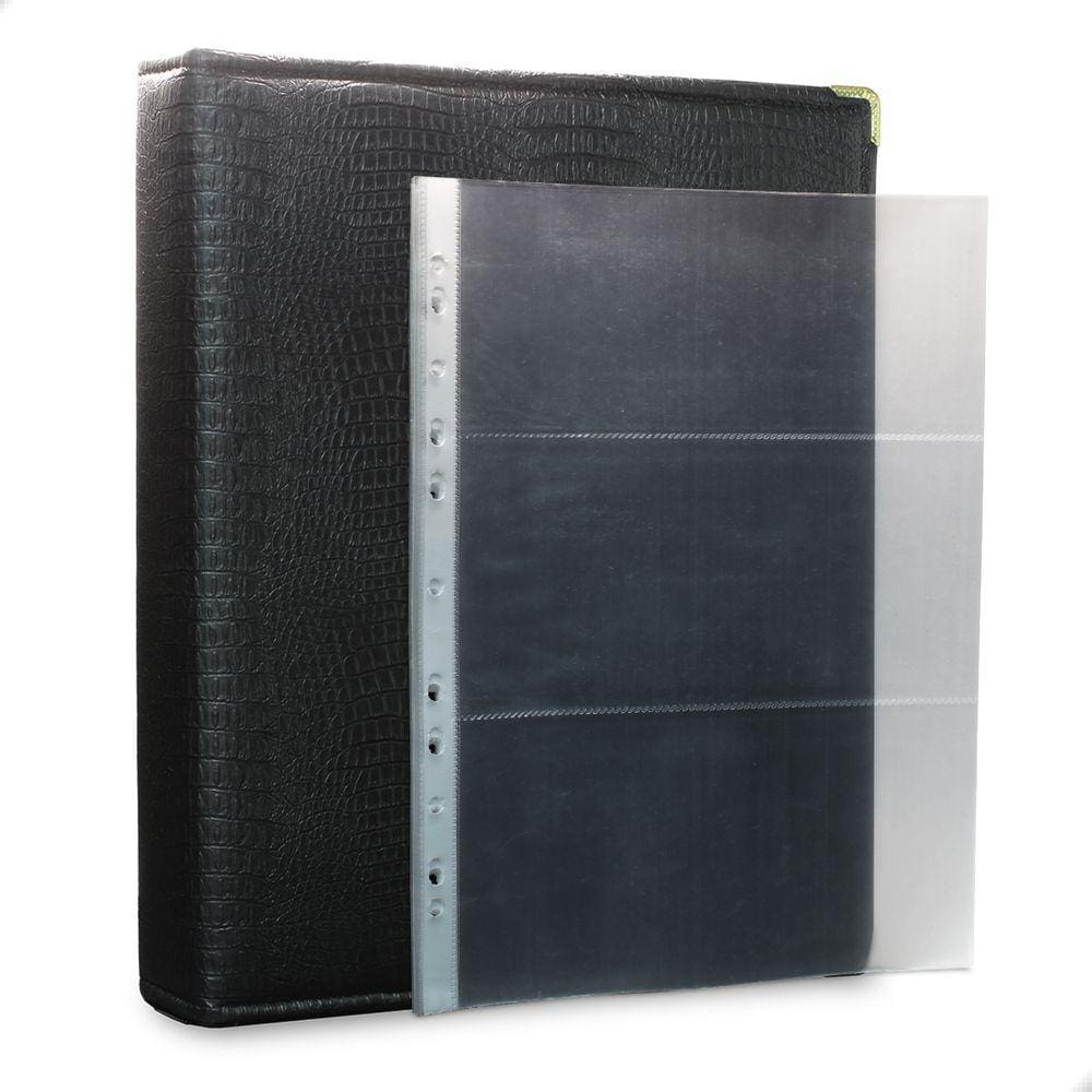 Álbum Fichário 10 Folhas PP para Cédulas 3 Espaços 32x24 Ziper Cobra Fosco GG