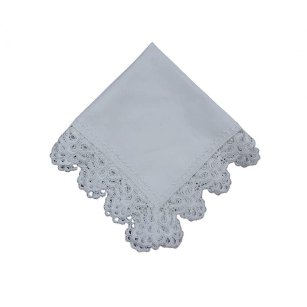 Guardanapo Com Renda Branco Pérola 45x45cm