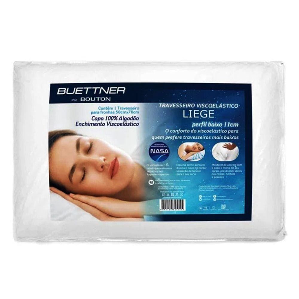 Travesseiro Buettner Perfil Baixo Viscoelástico Liege Branco
