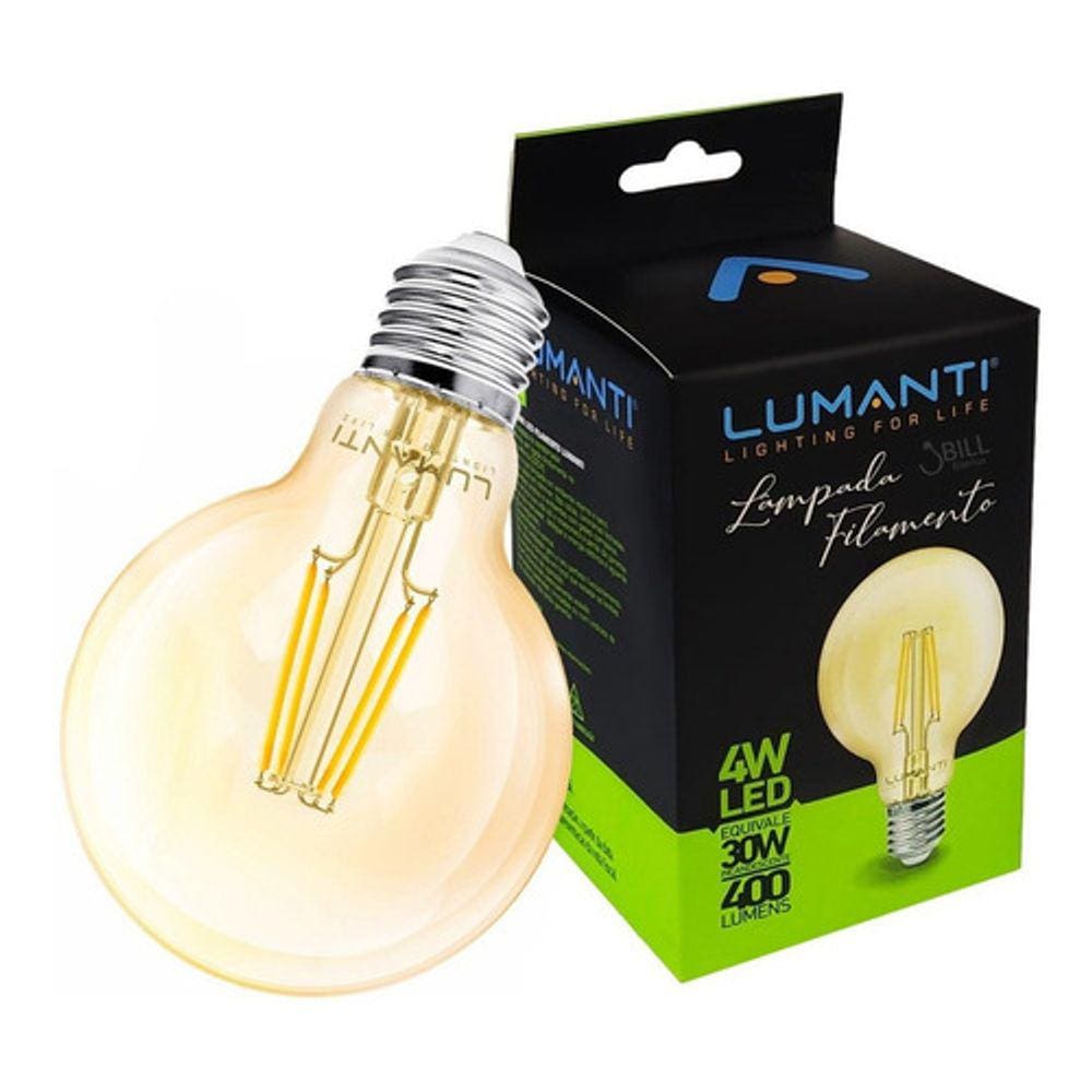 Lâmpada Filamento Led Globo G80 4w E27 220v Branco Quente