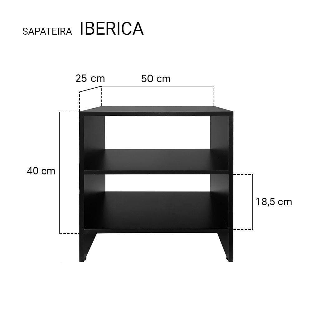 Kit 2 Sapateira Preta Para Quarto Sala 50 X 40cm