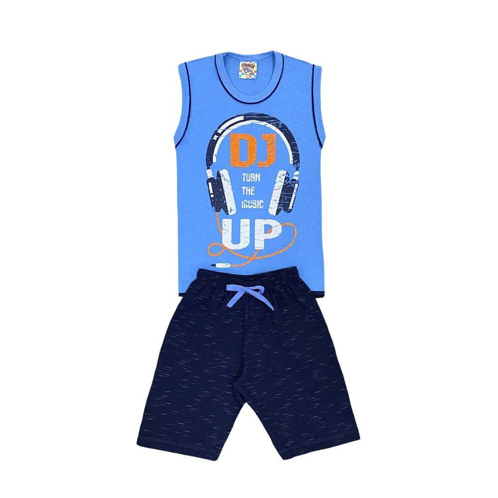 Conjunto Infantil Menino Regata Azul DJ e Bermuda Moletinho - Pituki