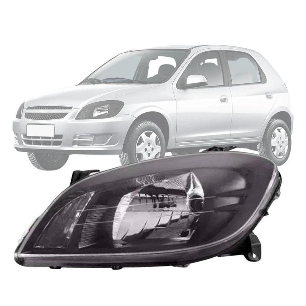 Farol Celta 07 A 15 Prisma 06 A 12 Mascara Negra Ld Esquerdo