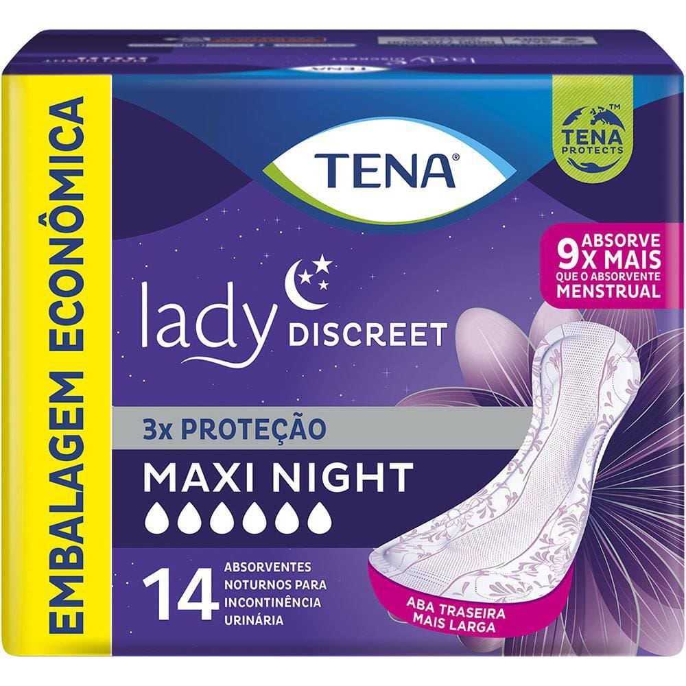 Absorvente para Incontinência Urinária Lady Discreet Maxi Night com 14 unidades