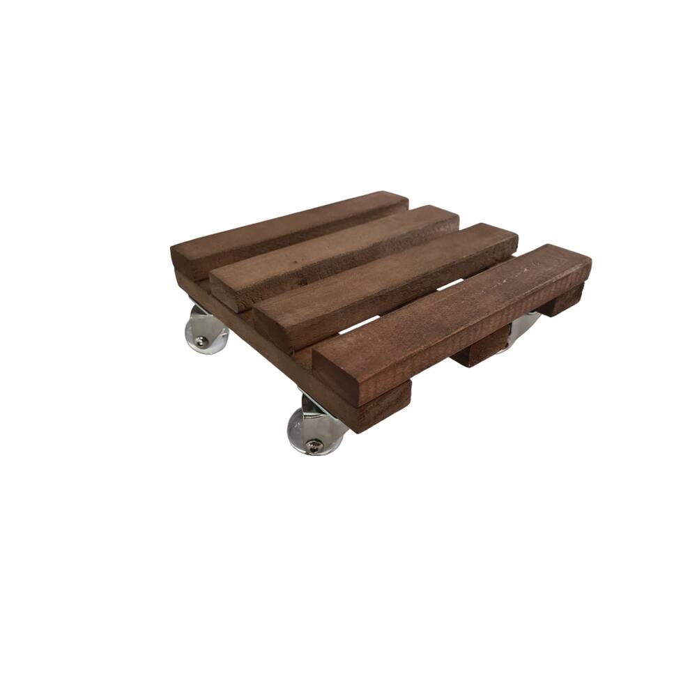 Suporte Vaso Quadrado 22cm Rodas de Polipropileno Preta