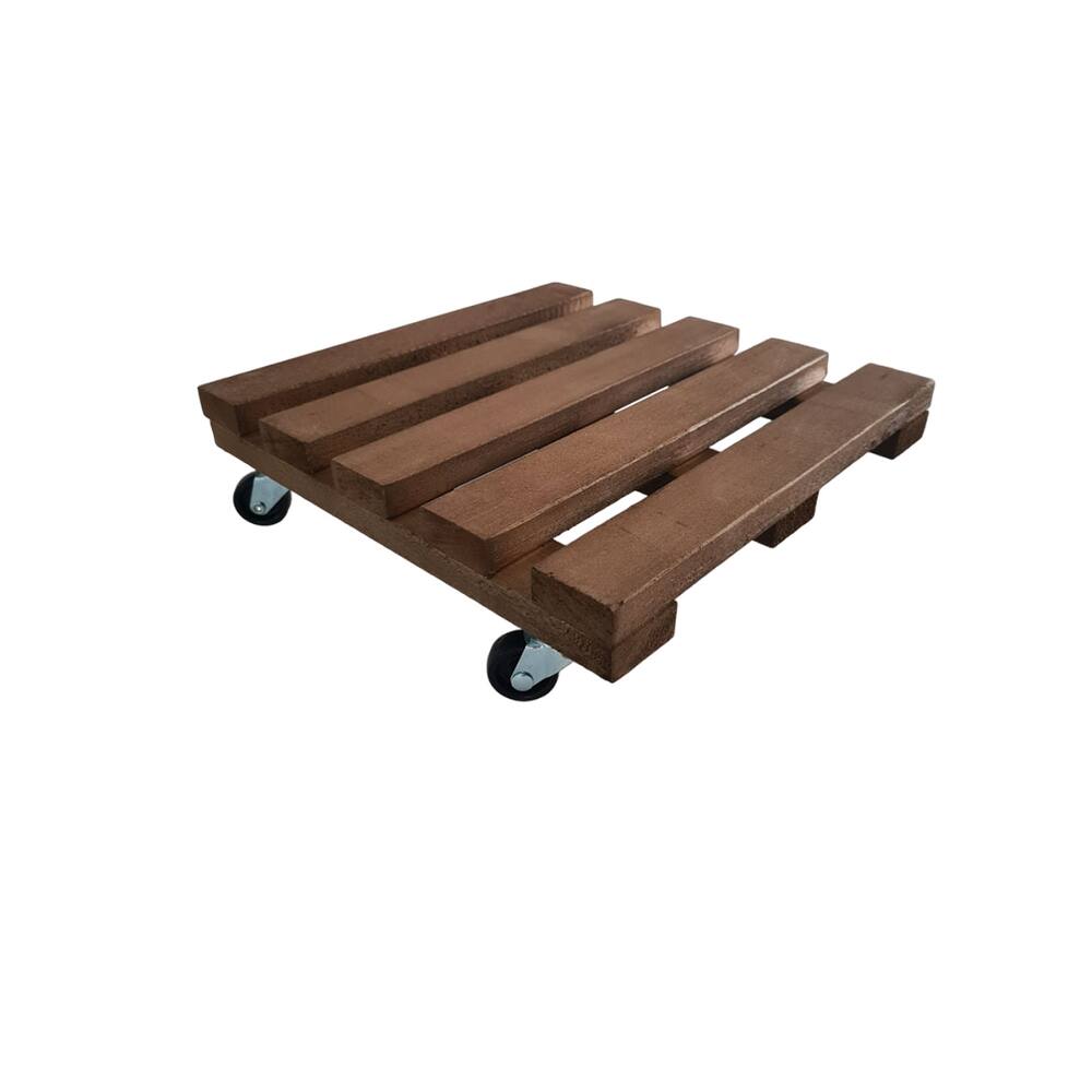 Suporte Vaso Quadrado 28cm Rodas de Polipropileno Preta