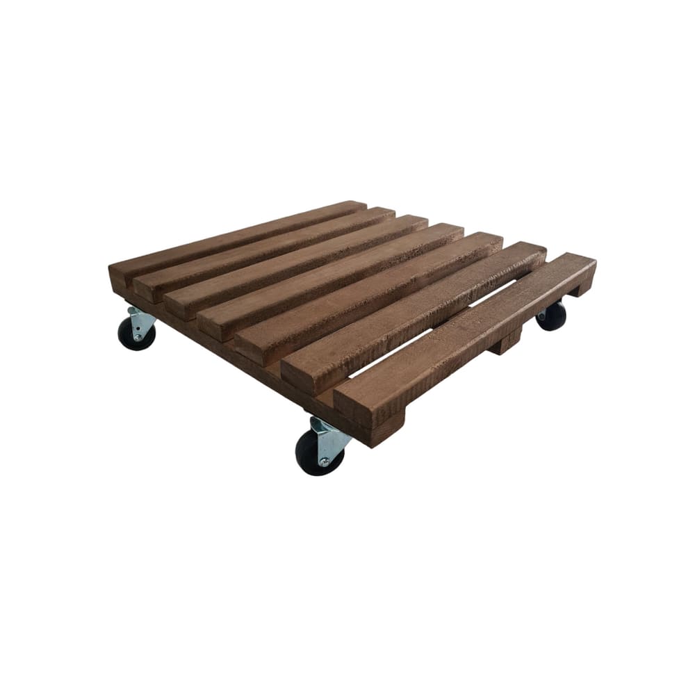 Suporte Vaso Quadrado 40cm Rodas de Polipropileno Preta