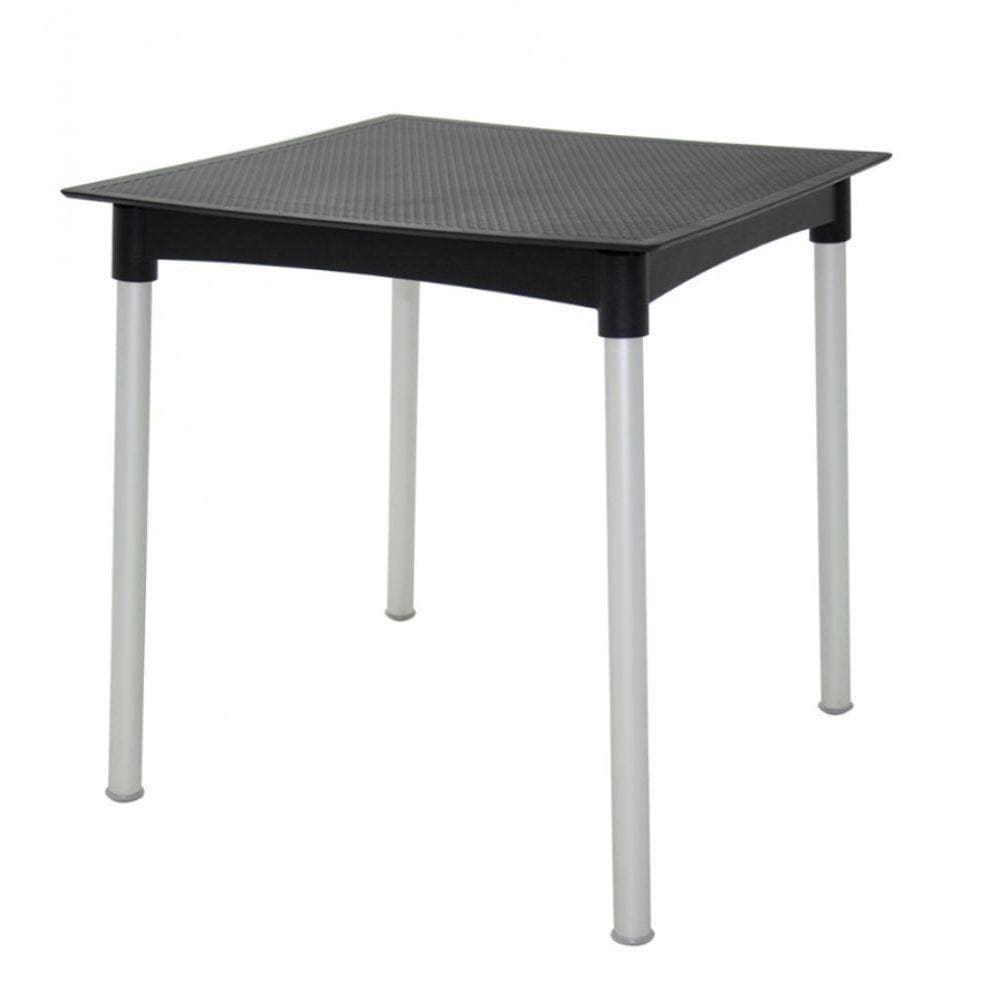 Mesa Laura Rattan Polipropileno Preto Pernas De Alumínio