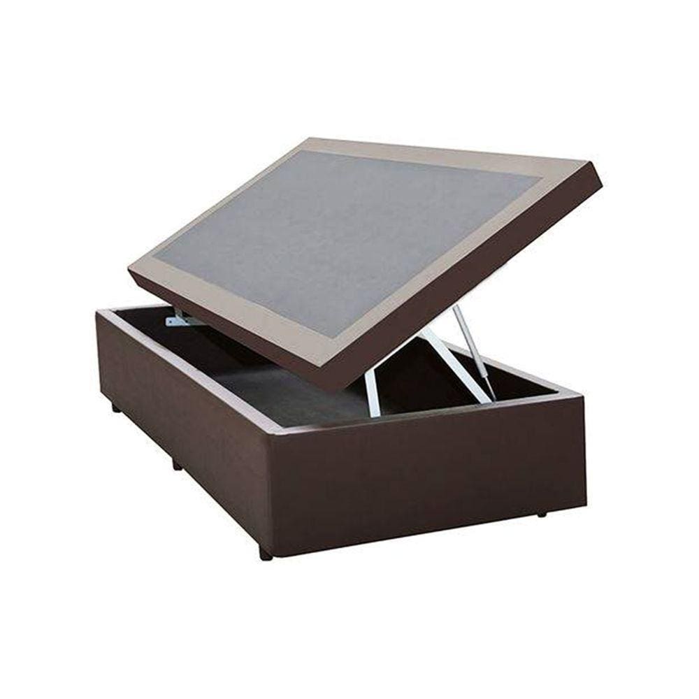 Cama Box Com Baú Solteiro 39x88x188 Sintético Marrom