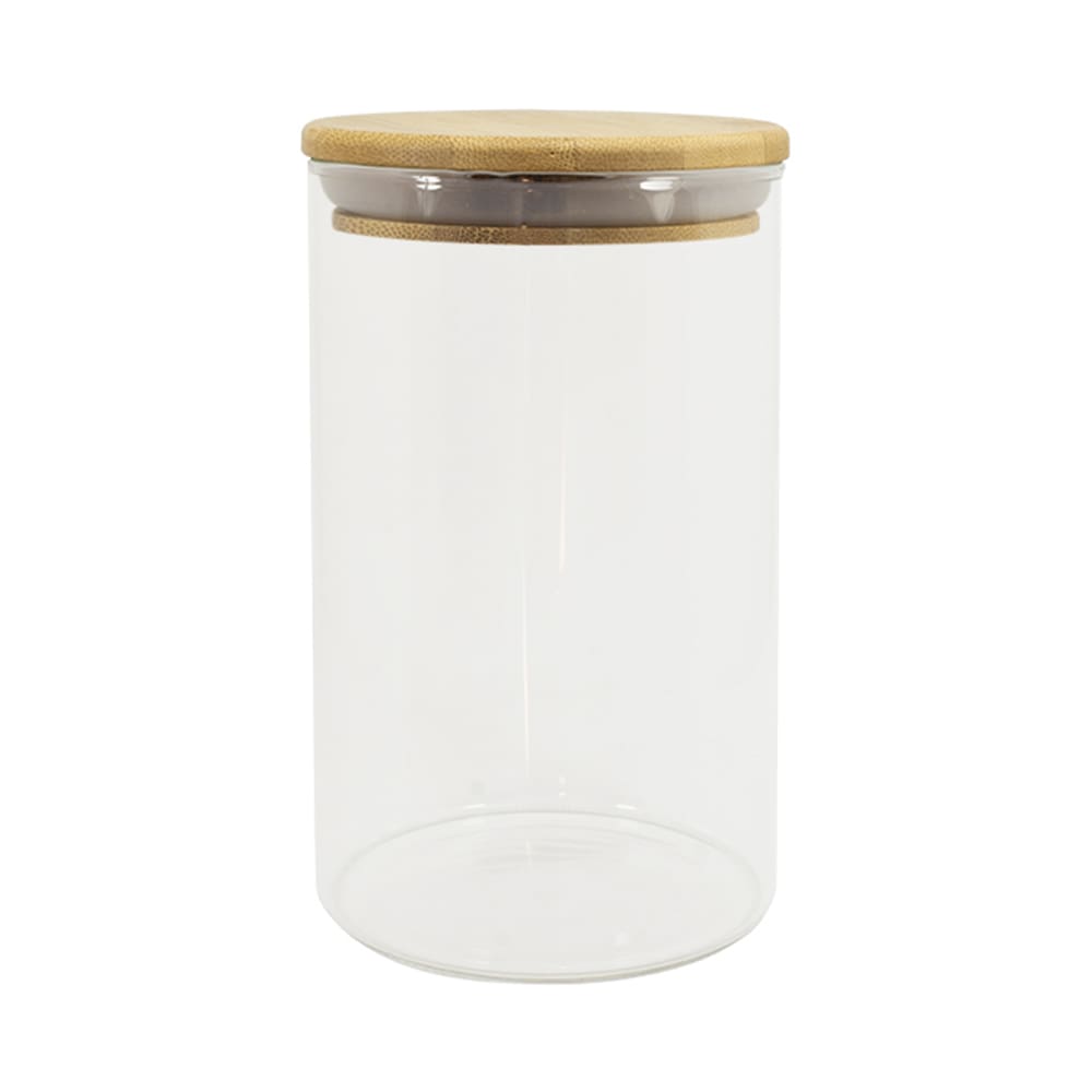 Pote de Vidro com Tampa de Bambu Oikos 1,1L Hermético Redondo