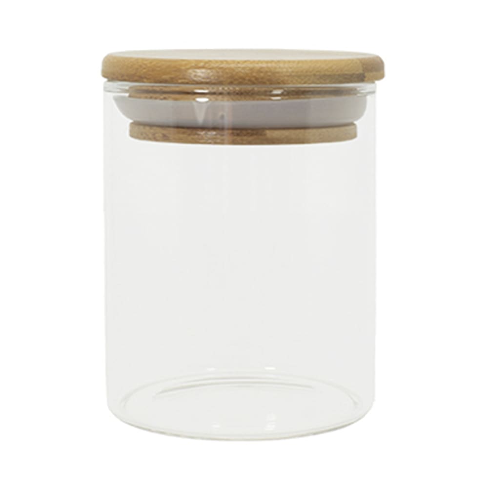 Pote de Vidro com Tampa de Bambu Oikos 200ML Hermético Redondo