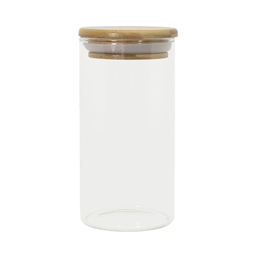 Pote de Vidro com Tampa de Bambu Oikos 300ML Hermético Redondo