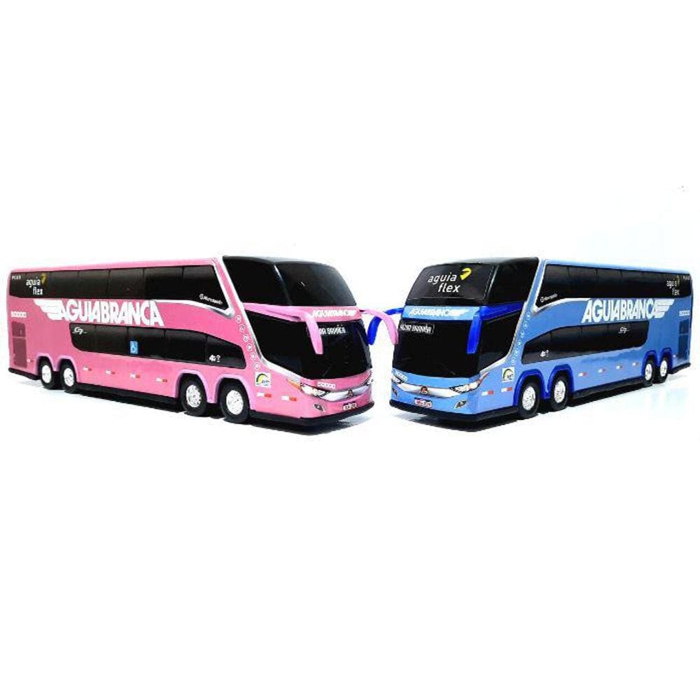 Kit 2 Brinquedo Miniatura Ônibus Águia Branca Coleções 30Cm