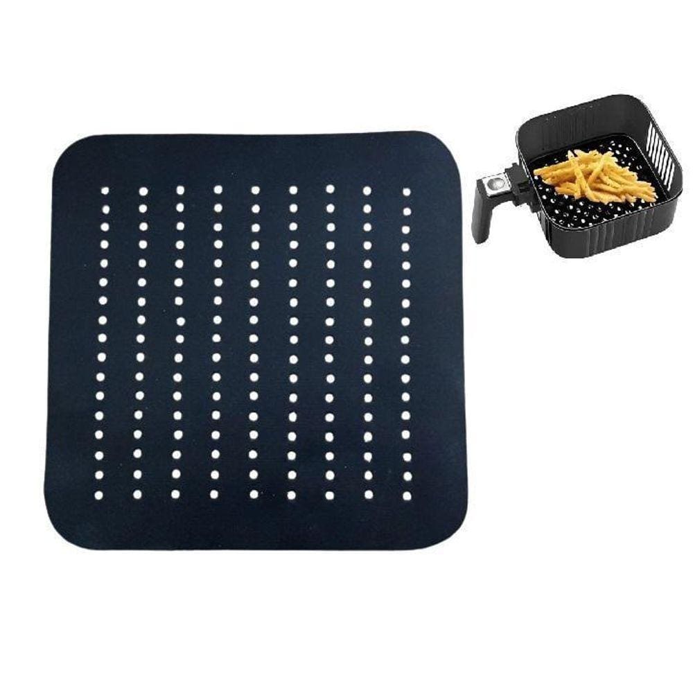 Tapete Folha Teflon Para Cesto Air Fryer Grande Quadrado 26Cm
