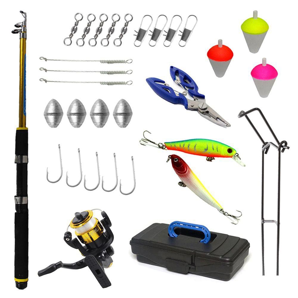 Kit Pesca Completo Molinete com Linha Vara e Caixa com Acessórios Peixes até 5Kg