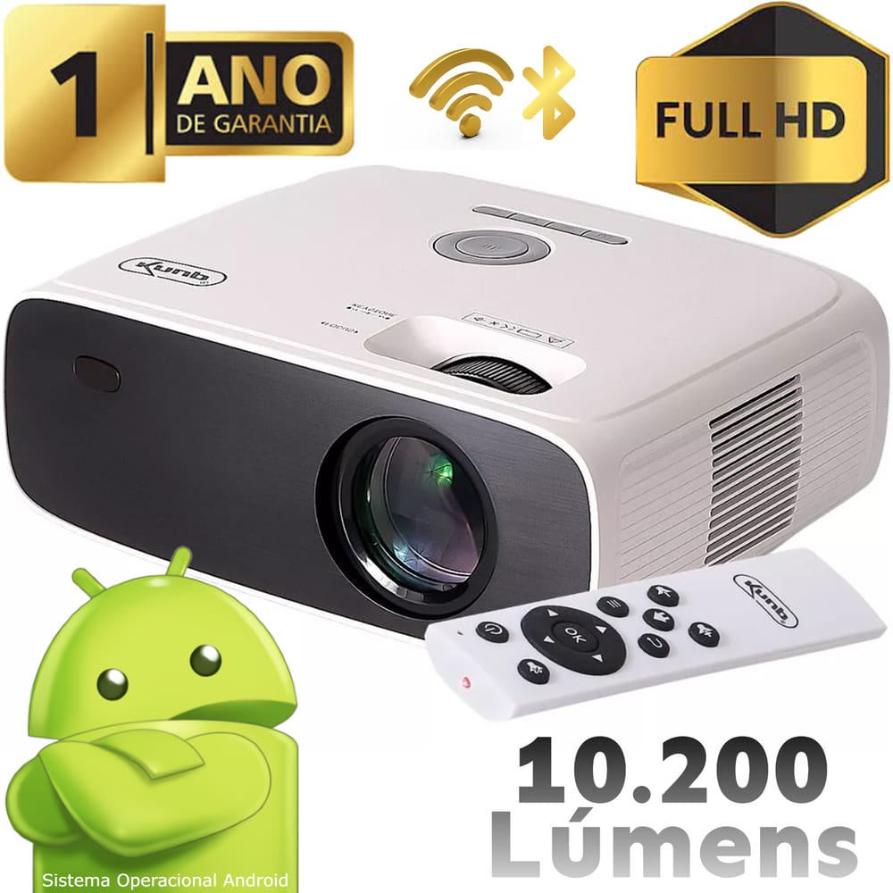Projetor Datashow Android Full HD 10200 Lumens Wi-Fi Bluetooth HDMI Knup PJ006