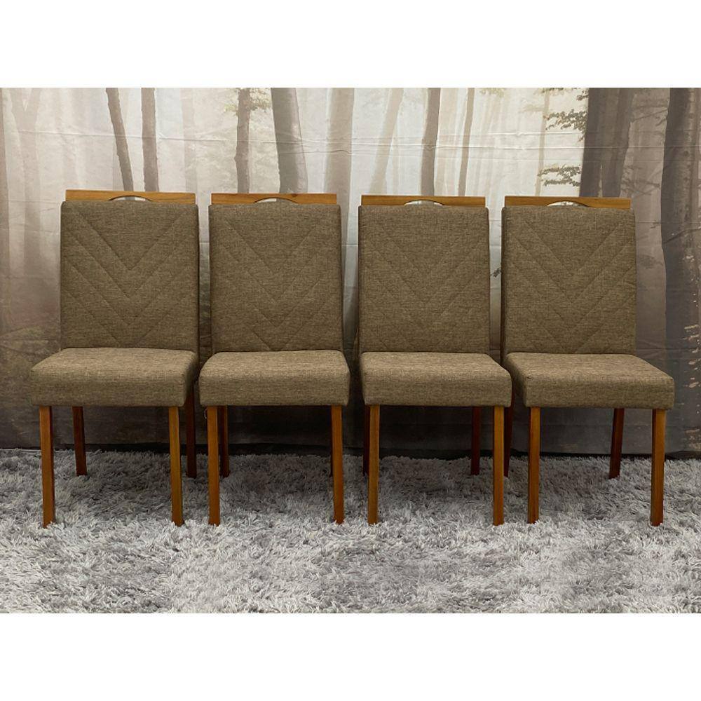 Conjunto 4 Cadeiras de Jantar Linho Marrom 4020 Larissa