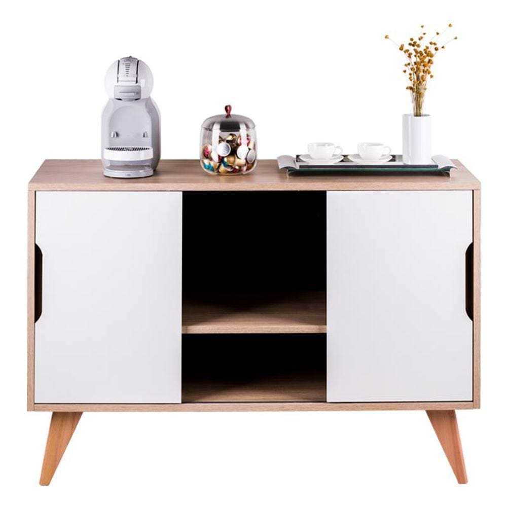Balcão Buffet com 2 Portas Carvalho e Branco