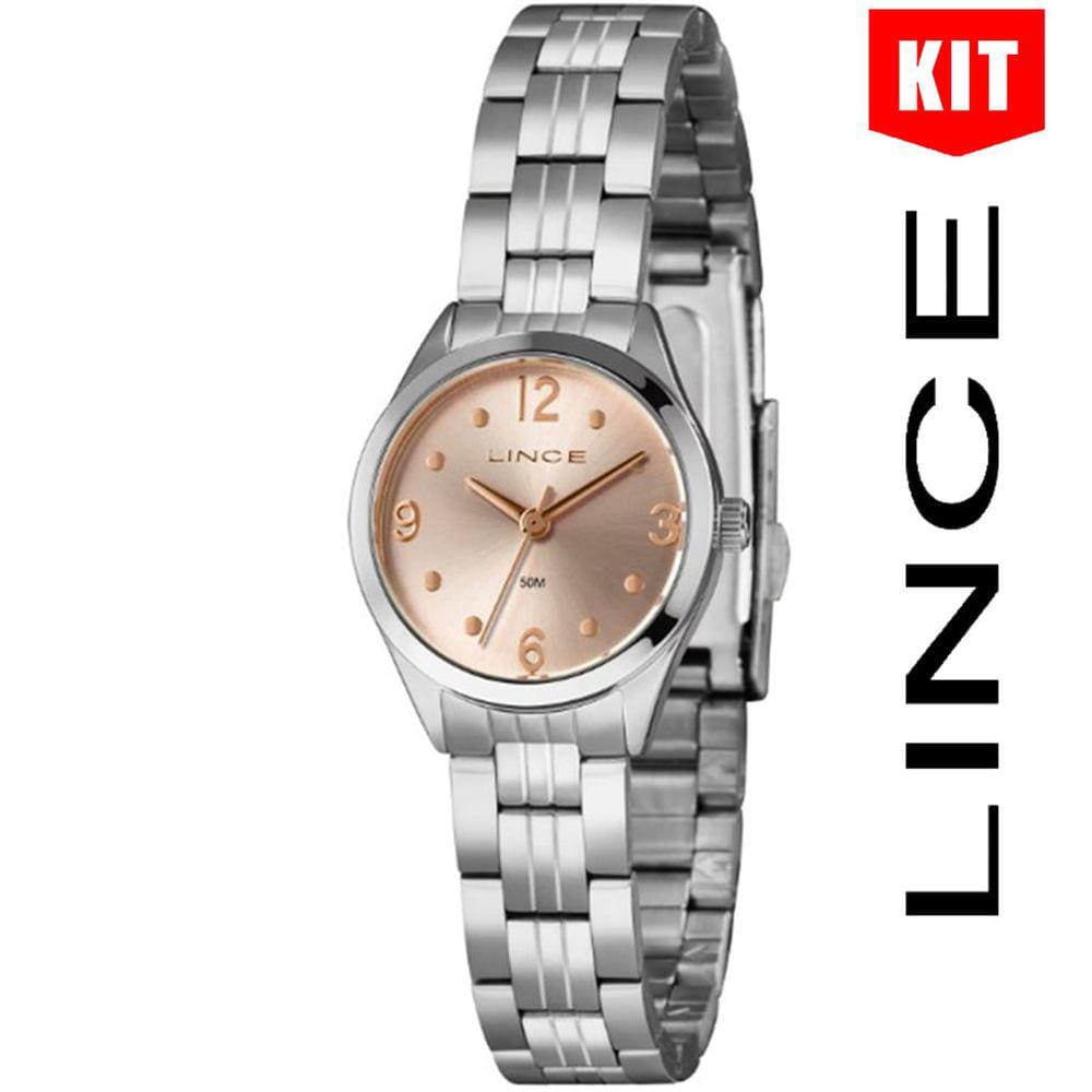 Relógio LINCE KIT prata rosê feminino LRMH179L25 K01SR2SX