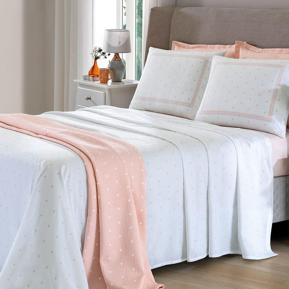 Jogo de Cama Casal 4 peças Lençol com Elástico 100% Algodão Percal 180 Fios 138x188x35cm Dohler - Emcompre