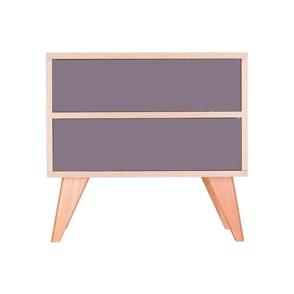 Mesa de Cabeceira com Portas Bréscia Carvalho e Cinza Claro