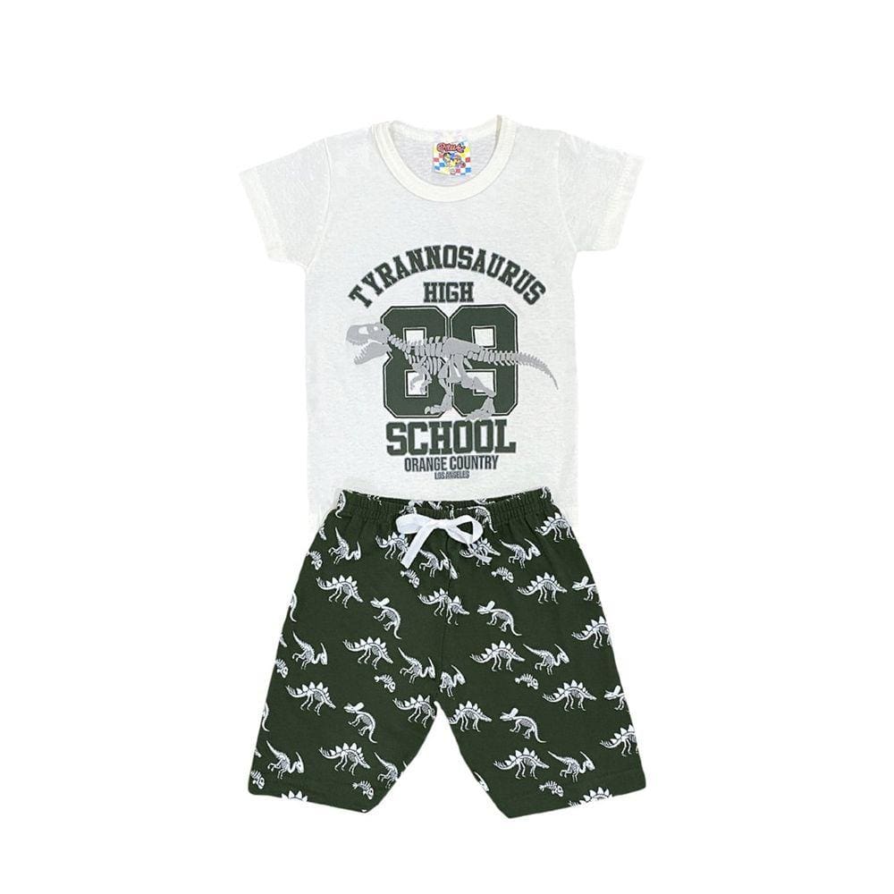 Conjunto Infantil Menino Camiseta Tyrannosaurus e Bermuda Moletinho - Pituki