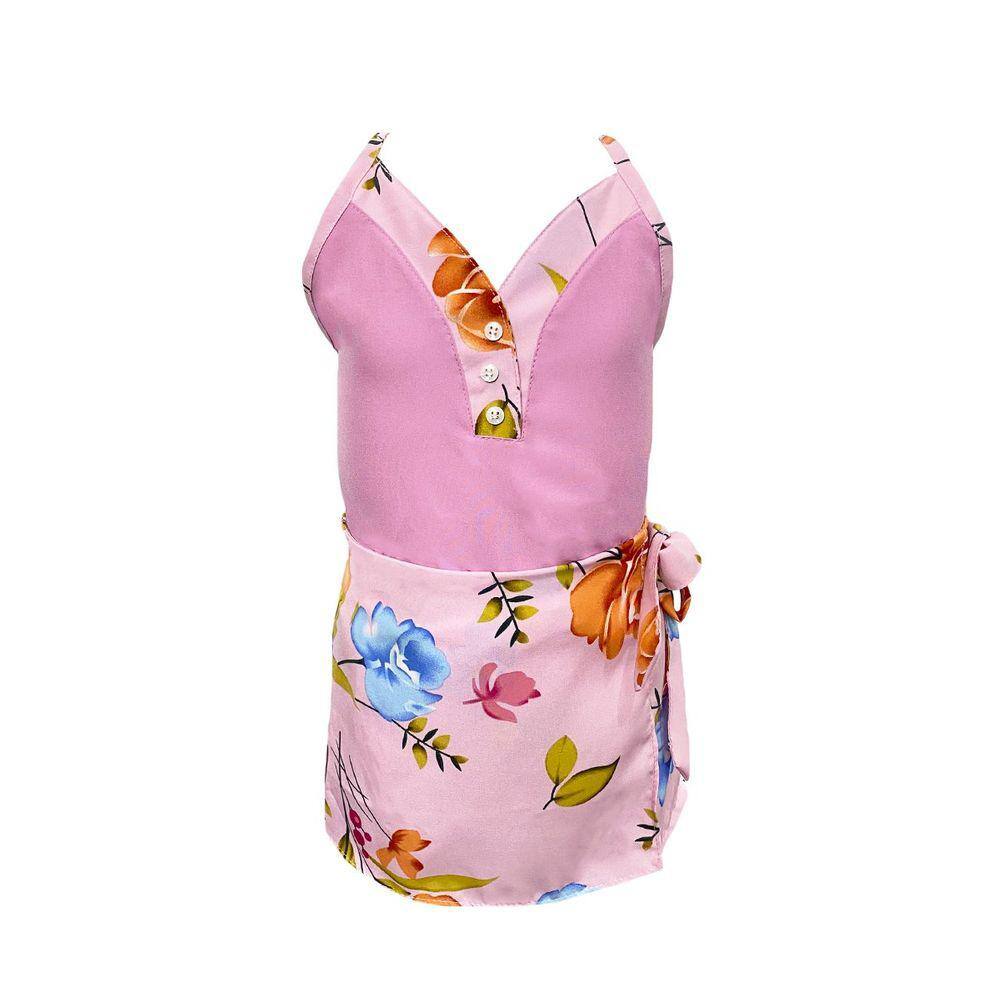 Conjunto Infantil Menina Regata e Short Saia Floral Rosa Claro - Bivian