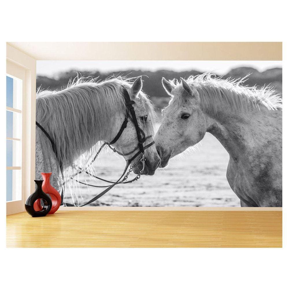 Papel De Parede Animais Casal Cavalos Fazenda 3,5M Anm328