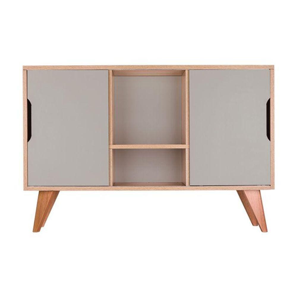 Balcão Buffet Retrô com 2 Portas Carvalho e Verde Menta