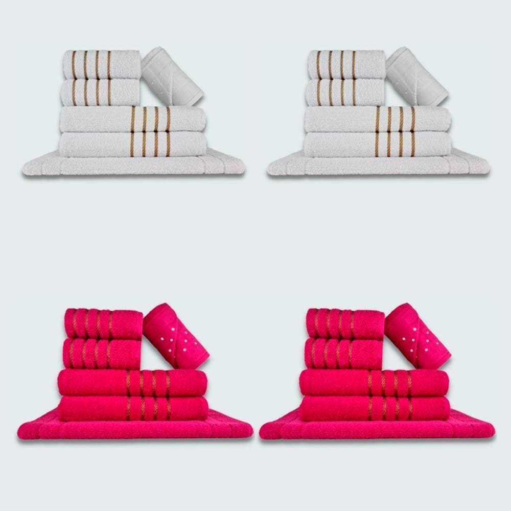 Jogo De Toalhas 24 Pçs Coleção Dubai 100% Algodão Br+rs