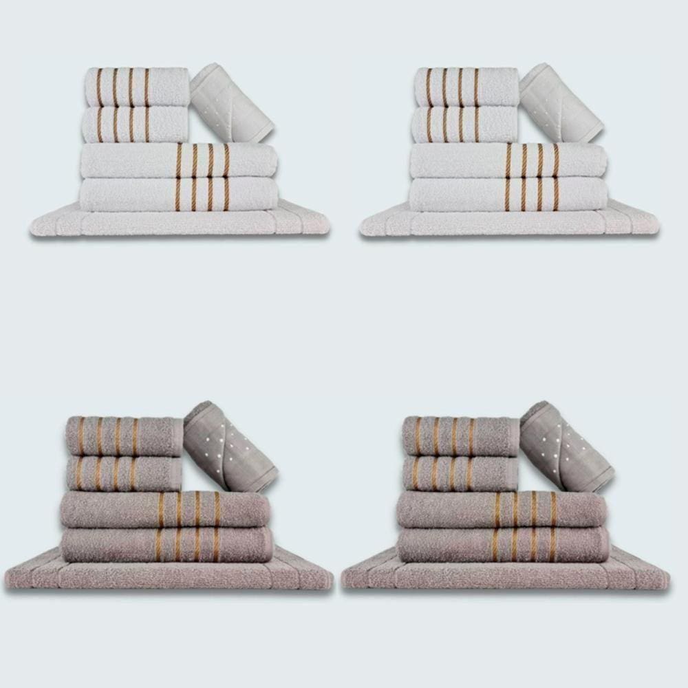 Jogo De Toalhas 24 Pçs Coleção Dubai 100% Algodão Br+cz