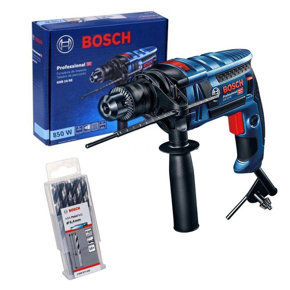Furadeira de Impacto Bosch GSB 16 RE 850W + Acessórios 220V