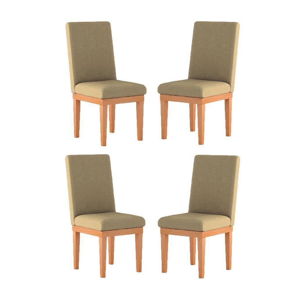 Kit Cadeiras Estofadas Mesa De Jantar Capuccino