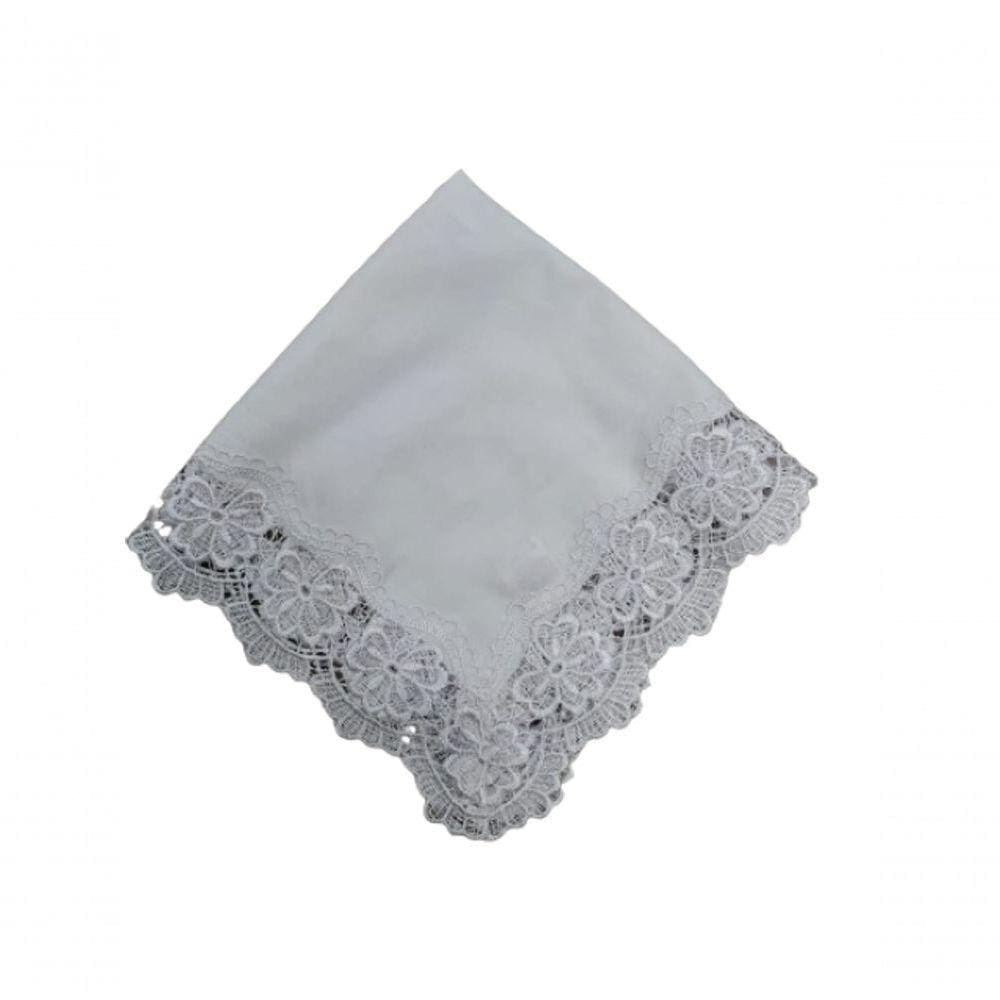 Guardanapo Com Renda Em Flores Branco 45x45cm