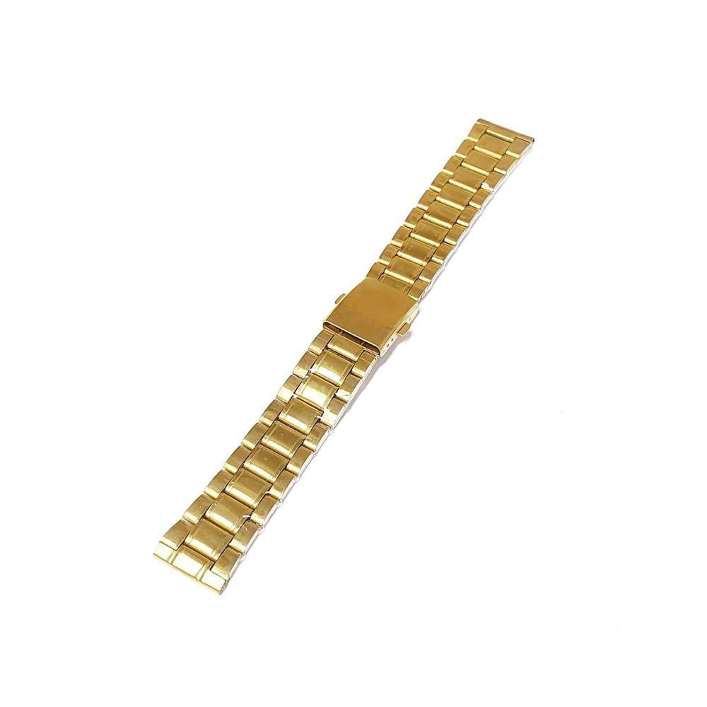 Pulseira para Relógio Aço Dourado Terminal Reto 18mm