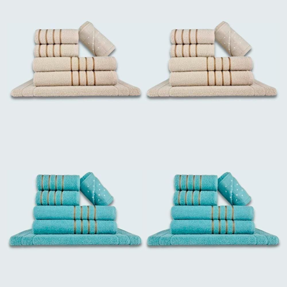 Jogo De Toalhas 24 Pçs Coleção Dubai 100% Algodão Bg+vd