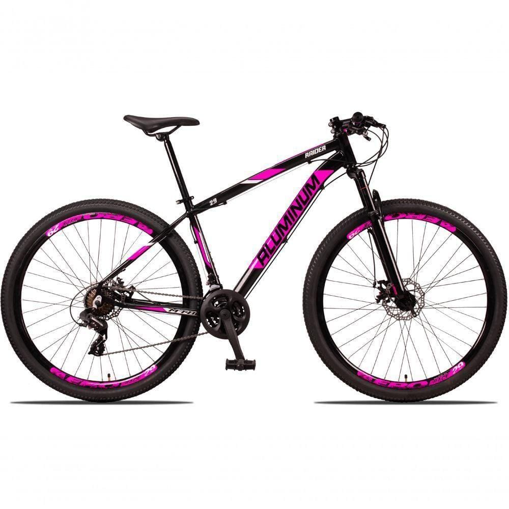 Bicicleta 29 Aluminum Raider 24 Marchas Index Freio A Disco Preto+rosa