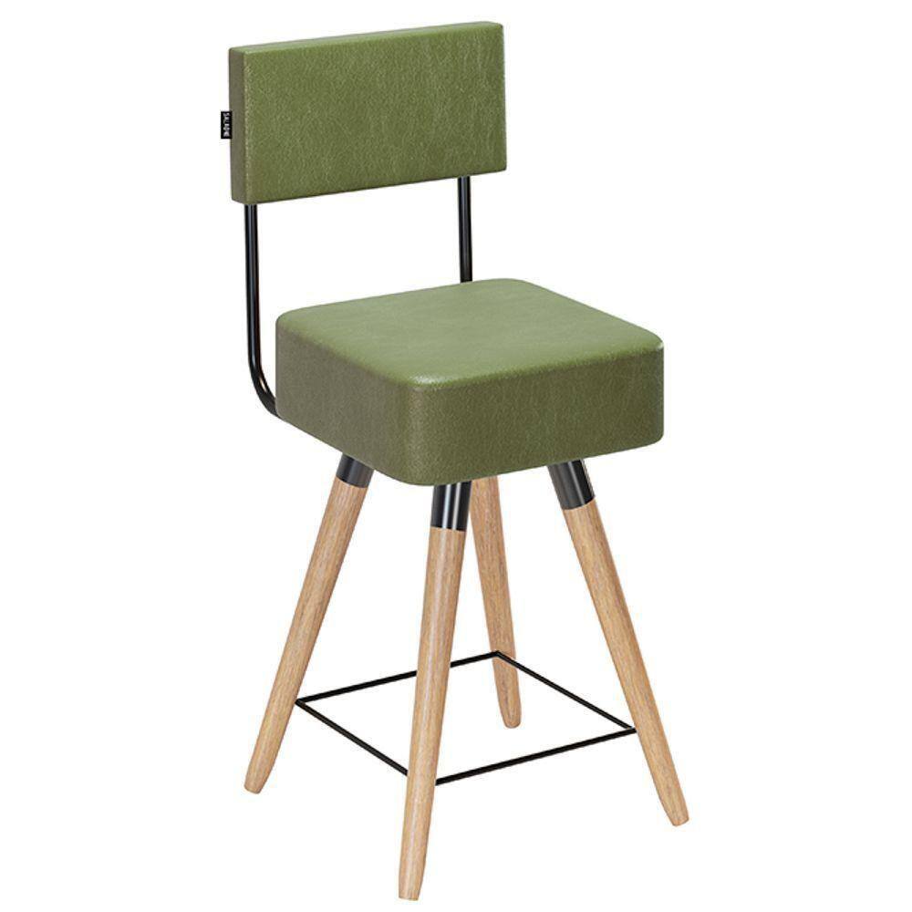 Banqueta Cadeira Barcelona 73Cm Com Encosto Corano Verde