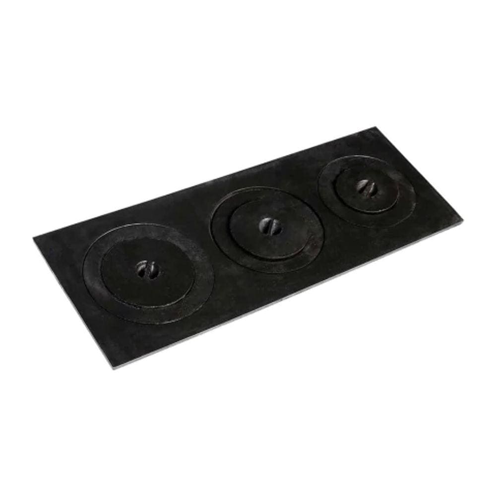 Chapa Redução Fogão Lenha 3 Furos Com Tampa 29x68x26cm