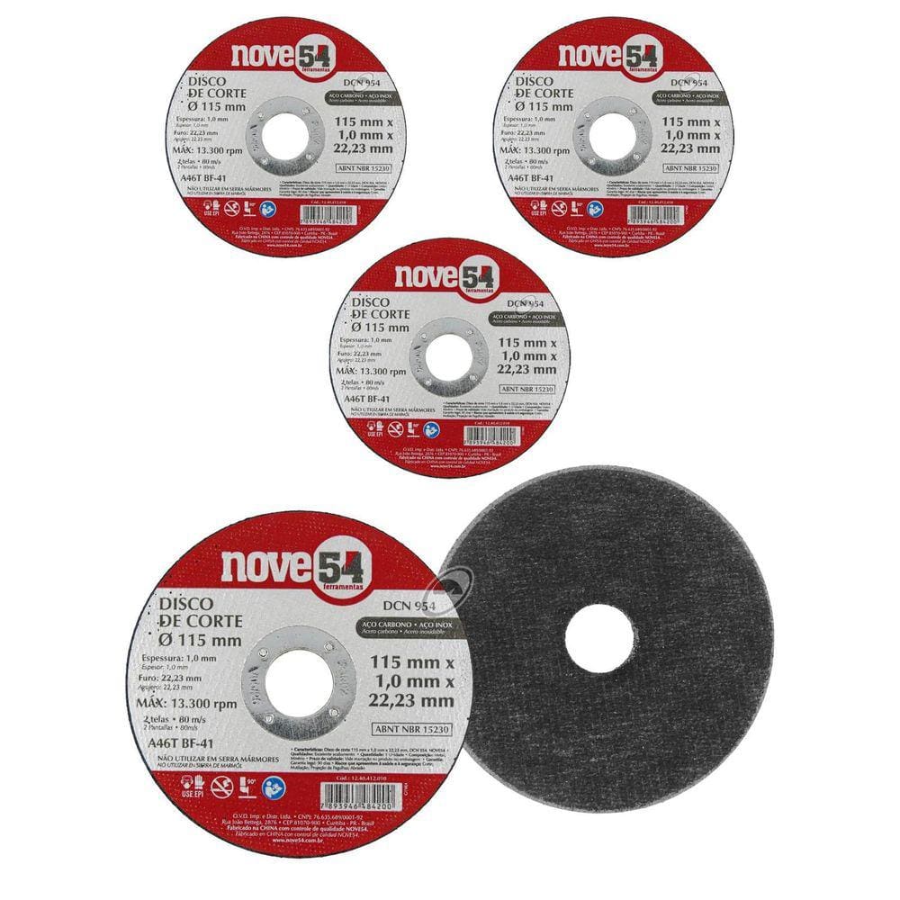 Disco de Corte Dcn 954 115mm x 1,0mm - G46 - Nove54