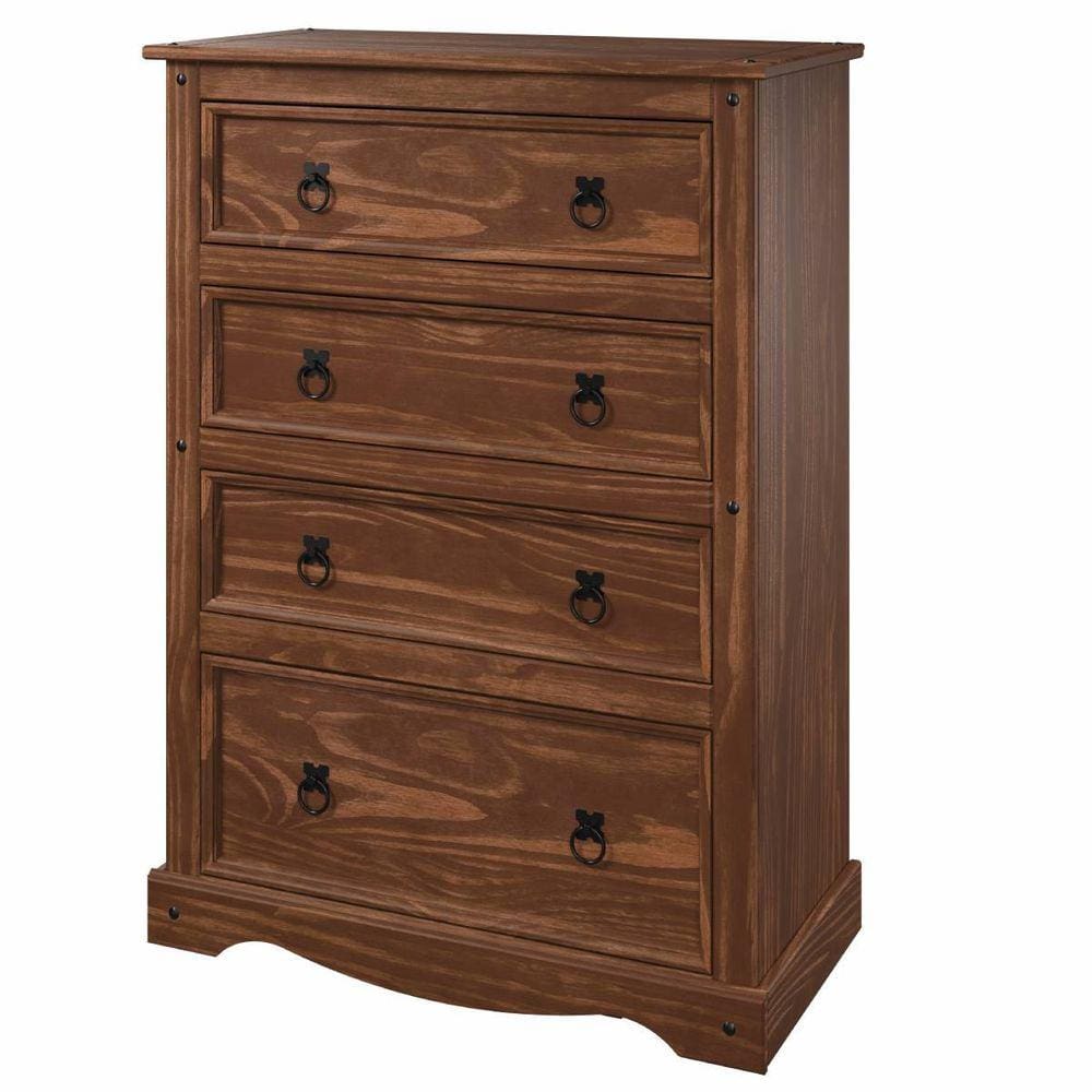 Cômoda em Madeira Maciça com 4 Gavetas Mahogany