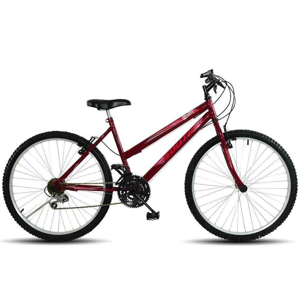 Bicicleta Aro 26 18 Marchas South Love Girl Freio V-brake - Vermelho Vermelho