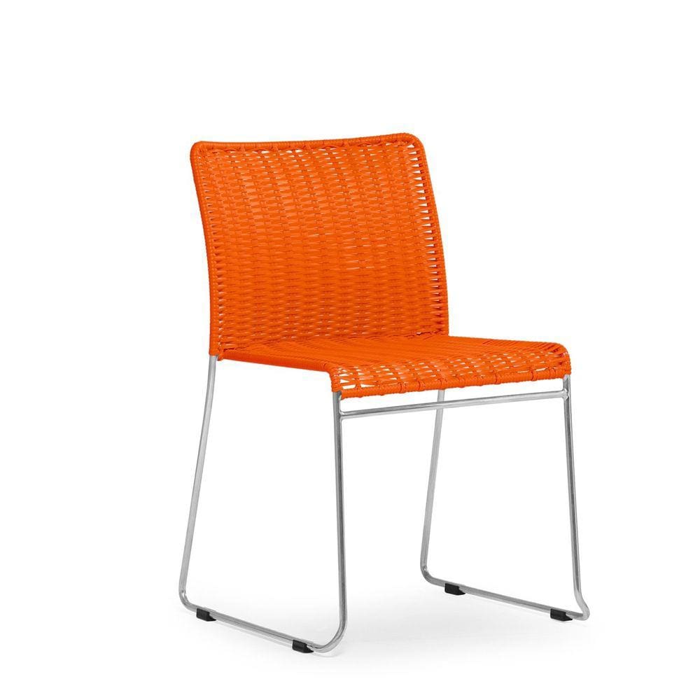 Cadeira Fronteira Metal 559A Base Inox Laranja