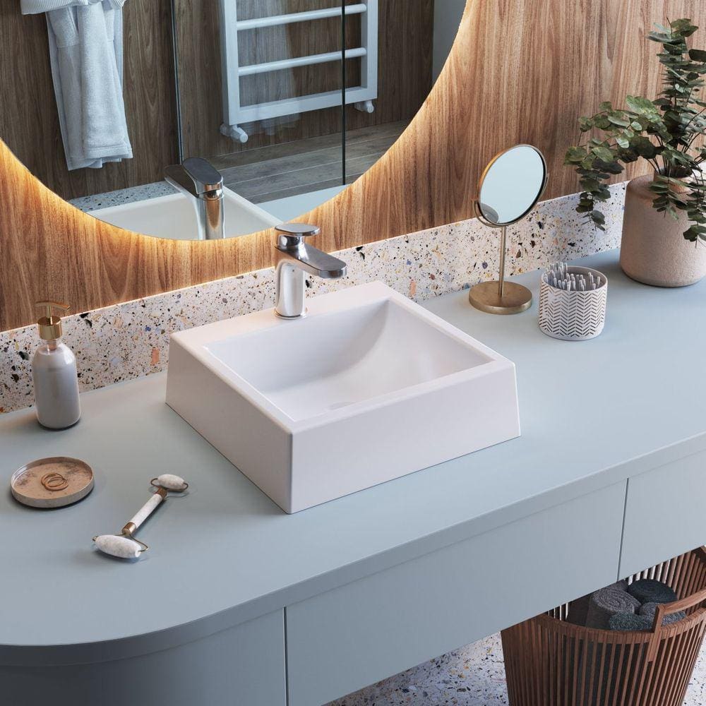 Cuba de Sobrepor Quadrada Para Banheiro e Lavabo C006 Placa&Ponto Branco