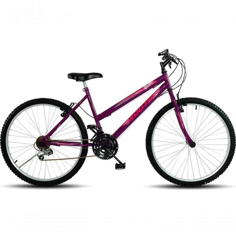 Bicicleta Aro 26 18 Marchas South Love Girl Freio V-brake - Roxo Roxo